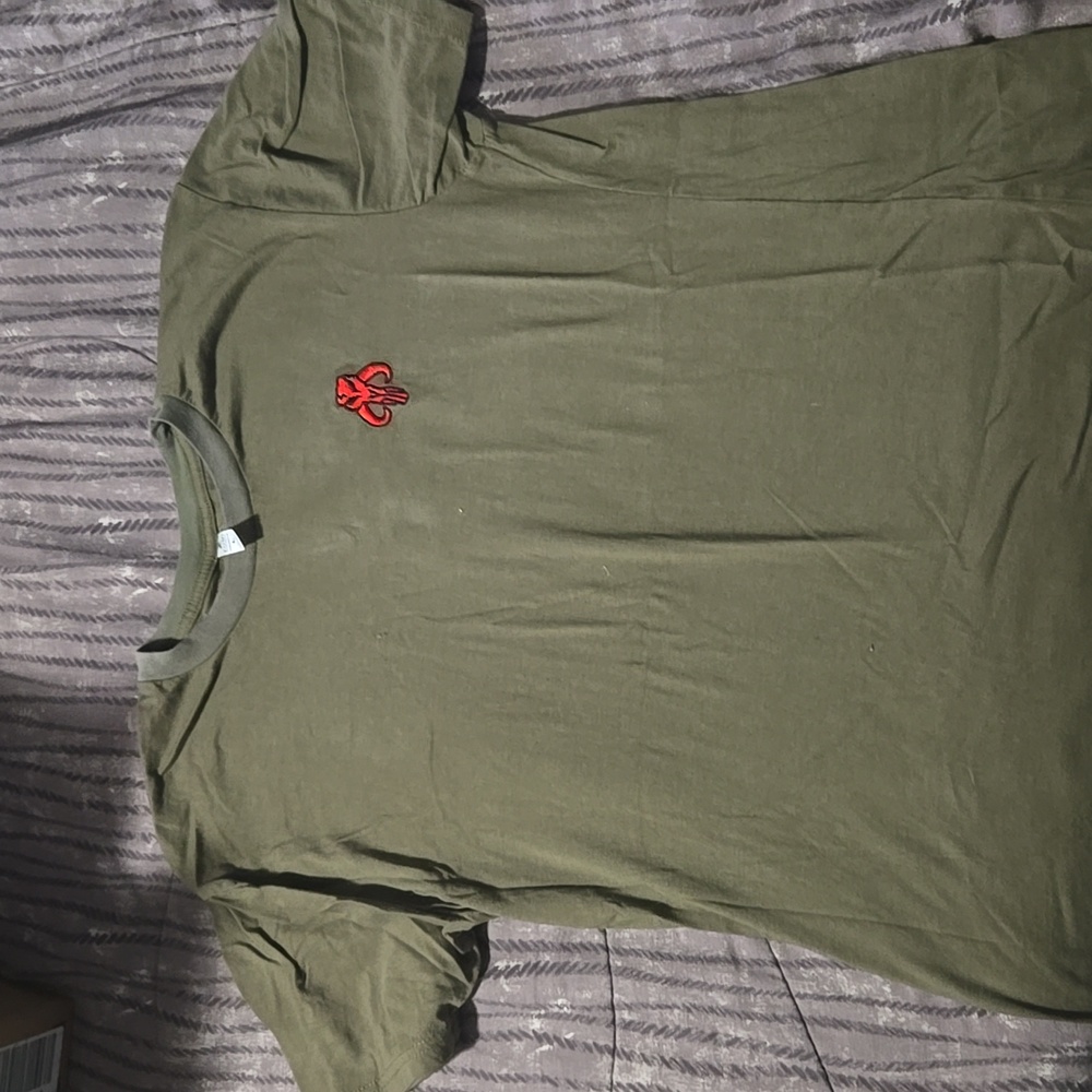 Mens new star wars green mandalorian embroidered shirt boba fett